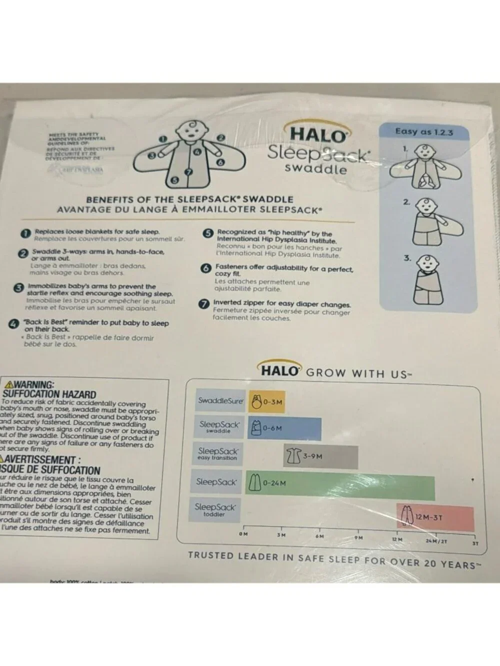 Halo SleepSack 3 to 6 Months Swaddle 3-Way Adjustable 100% Cotton New Unopened